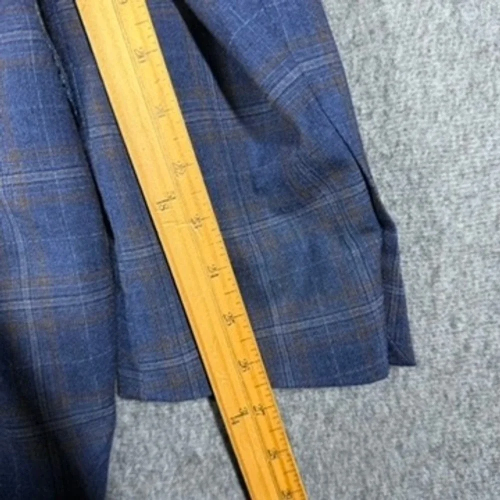 Giles & Jasper Mens Blue Plaid Wool Blend 2 Piece Suit 50L 44W 30L Blazer Pants